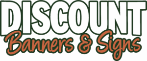 Discount Banners & Signs logo on black.
