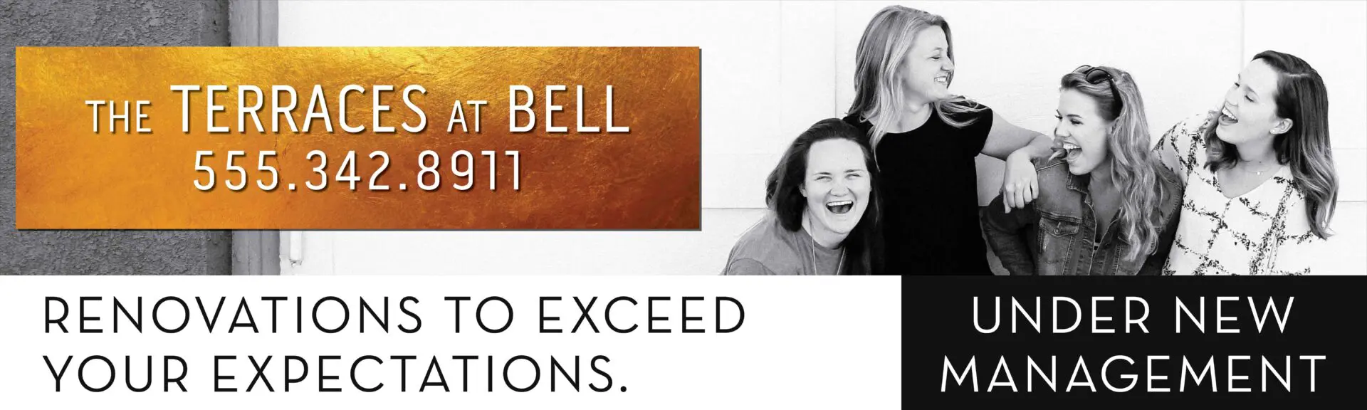 Women laughing, Terraces at Bell advertisement.