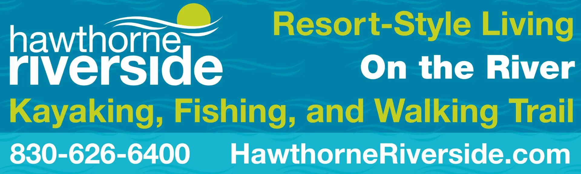 Hawthorne Riverside resort-style living advertisement.