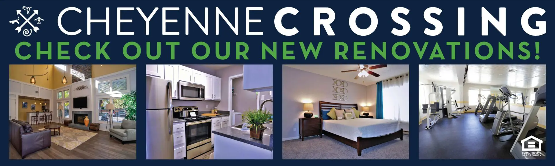 Cheyenne Crossing apartment renovations and amenities showcased.