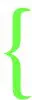 Green curly brace on white background.