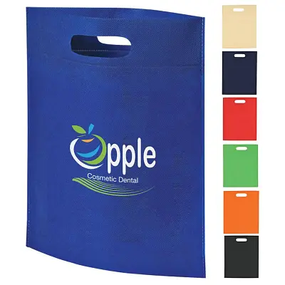 Blue dental tote bag with color options.