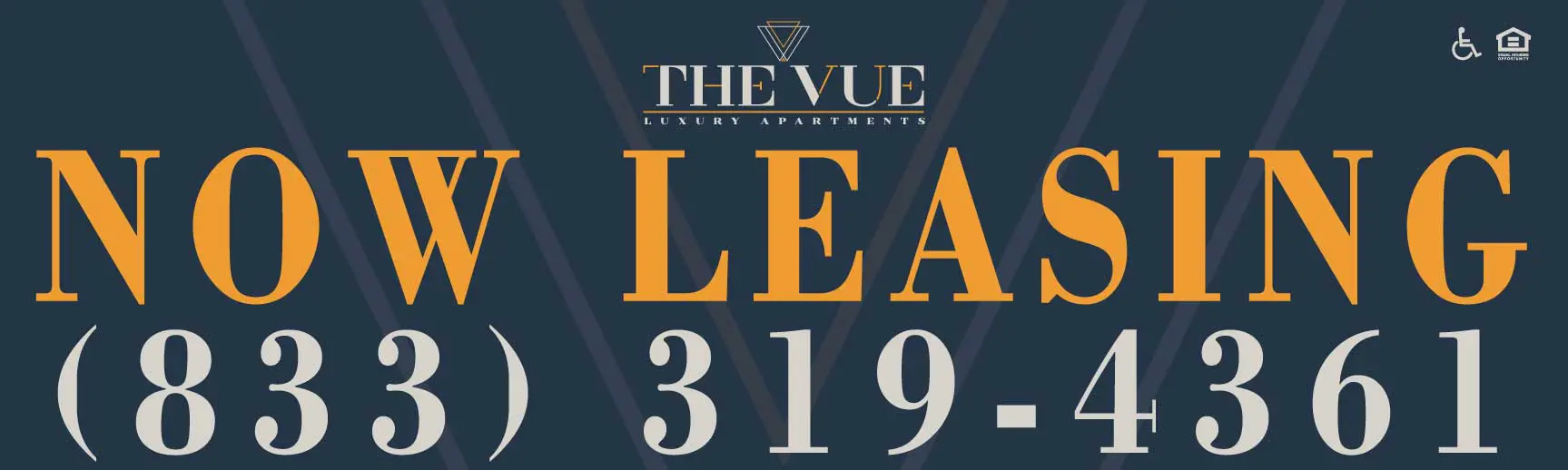 Now leasing advertisement with contact number.