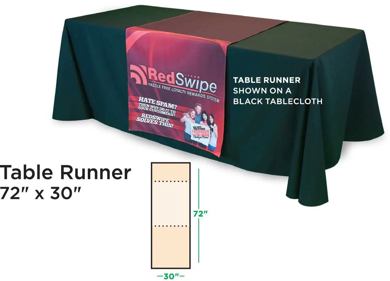 Table runner displayed on black tablecloth.