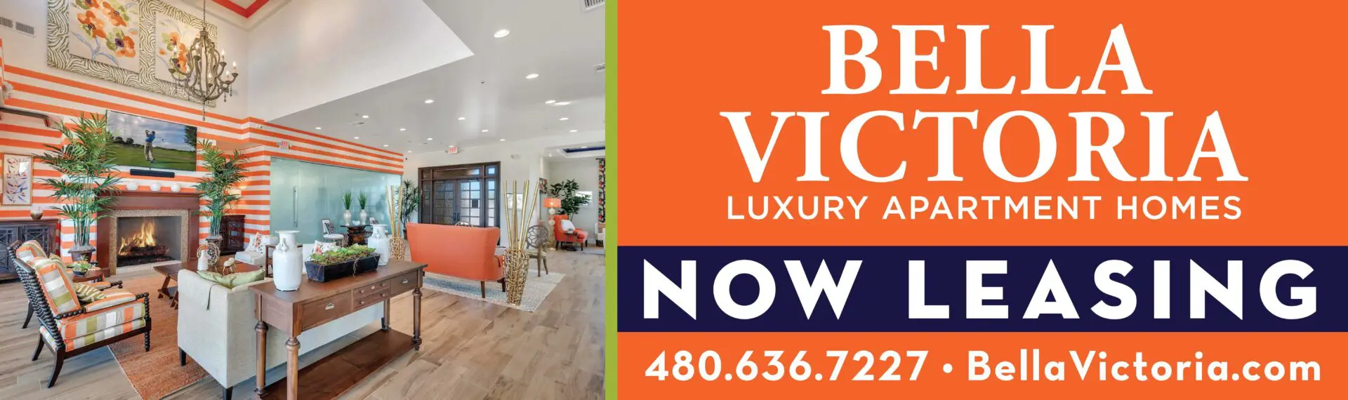 Bella Victoria luxury apartments now leasing advertisement.
