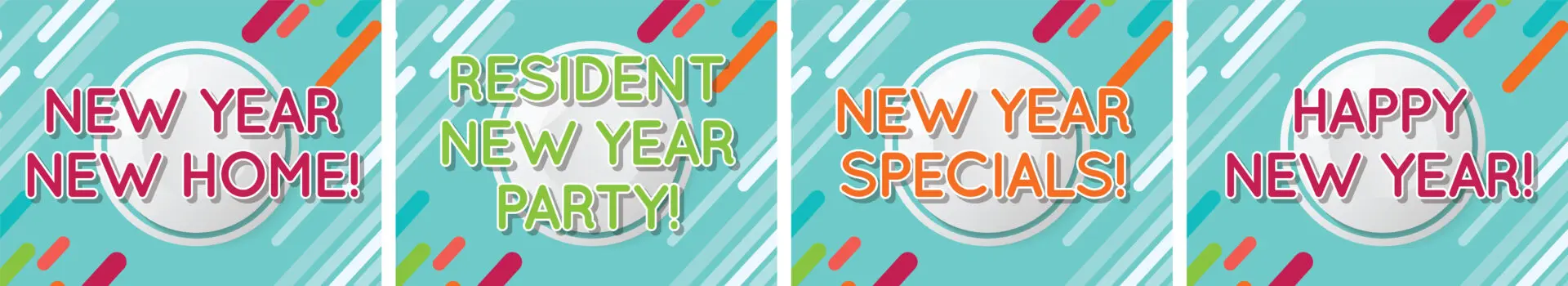 New Year celebration promotional banners.