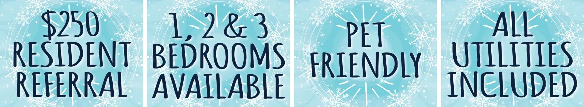 Apartment advertisement with offers and features.