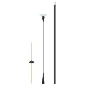 Antenna components with yellow and black rods.