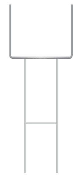 Metal stake for holding outdoor signs.