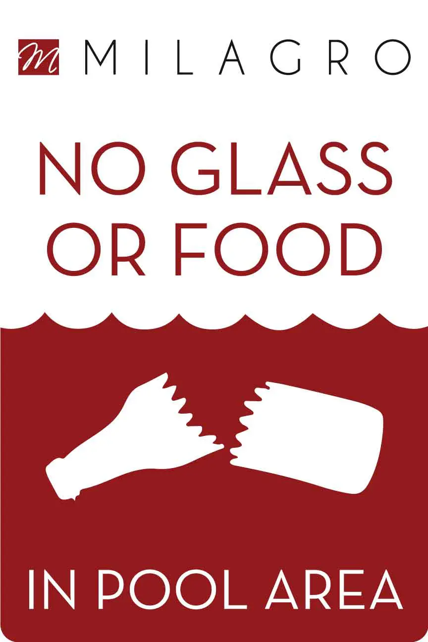 Sign: No glass or food in pool area.