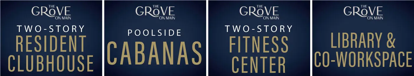 Resident amenities: clubhouse, cabanas, fitness, library.