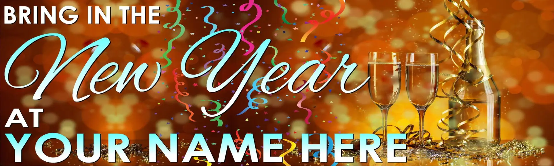 New Year celebration invitation with champagne.