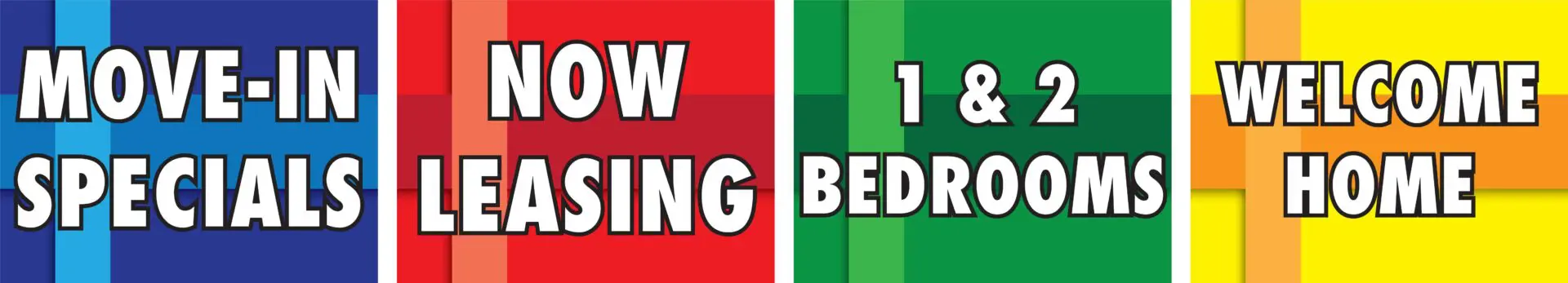 Apartment leasing specials and options banner.