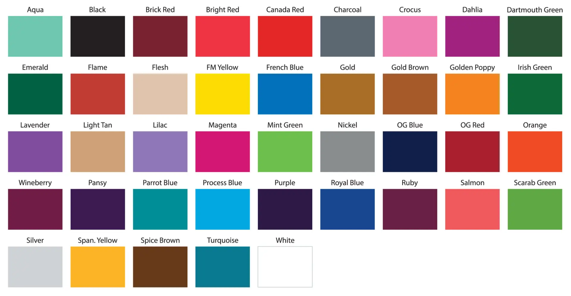 Color palette with various named swatches.