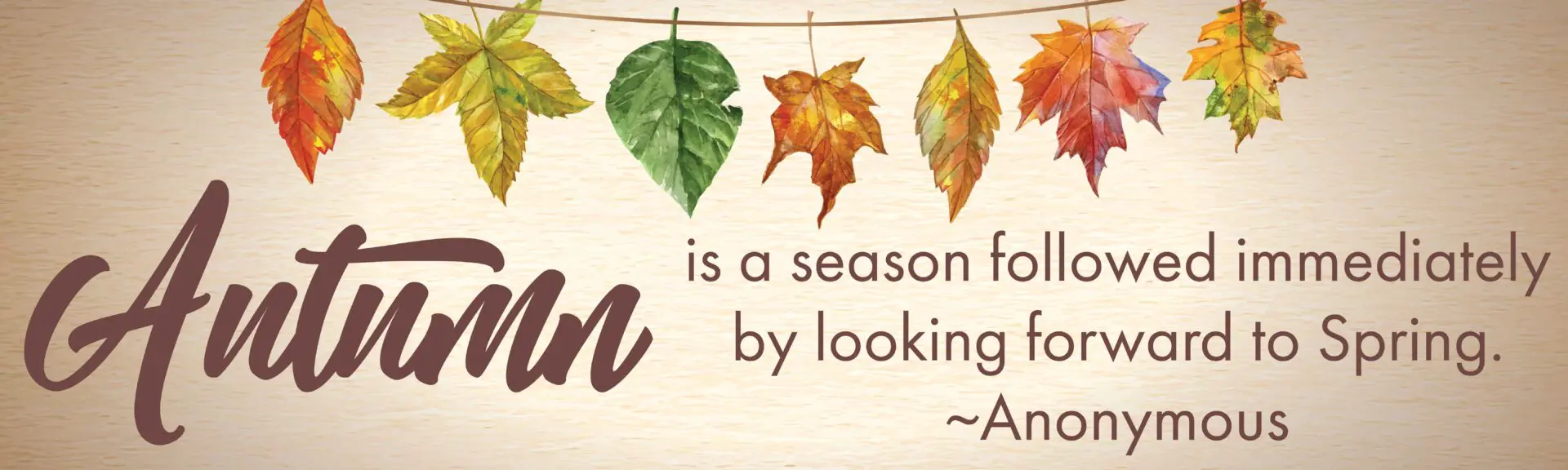 Autumn leaves with quote about seasons.