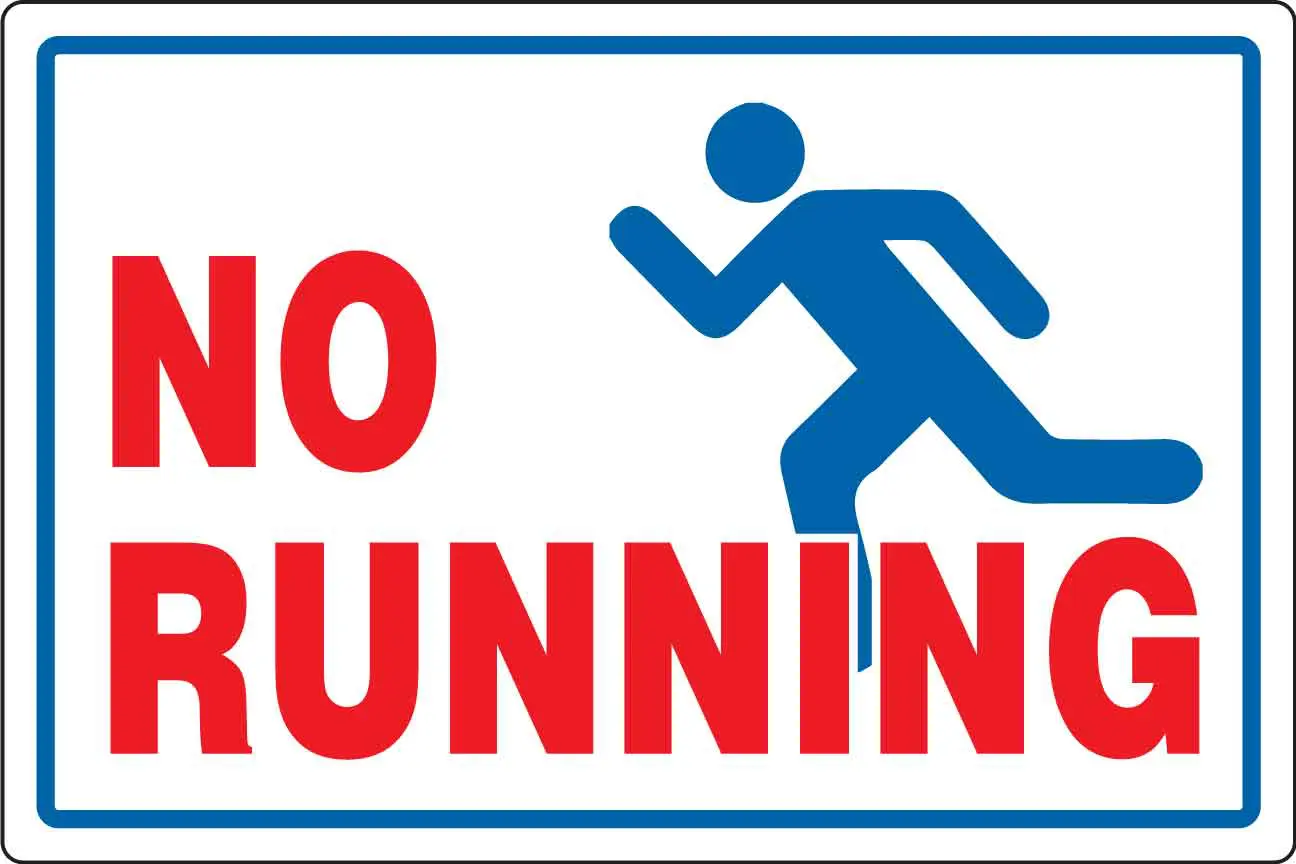 No Running sign with running figure.