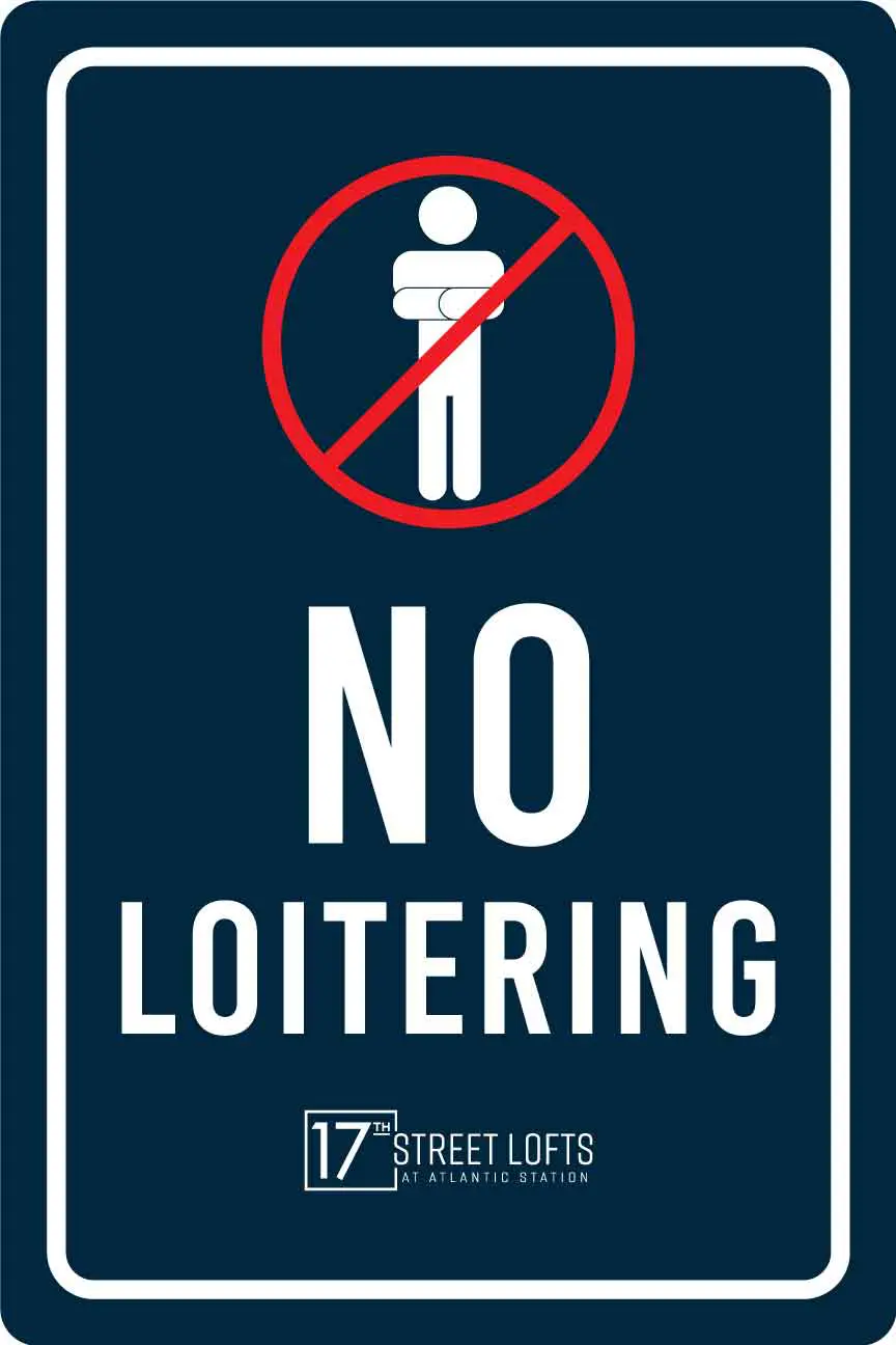 No loitering sign with crossed-out figure.