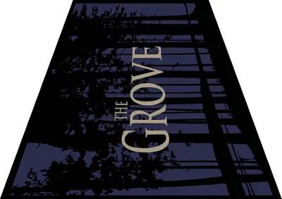 The Grove" with silhouetted trees design.