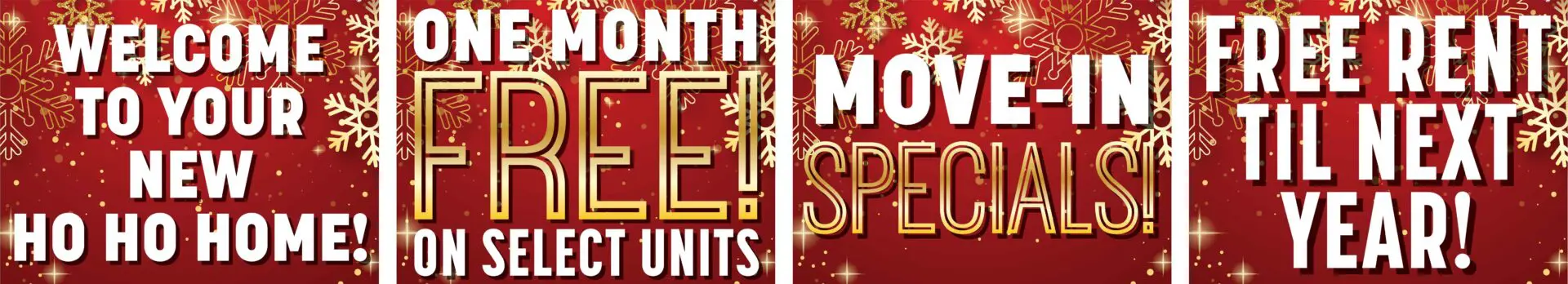 Holiday-themed apartment rental special offers banner.