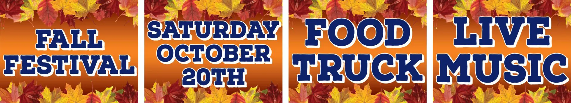 Fall festival announcement with food and music.