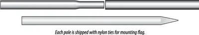 Flagpole illustration with mounting instructions.