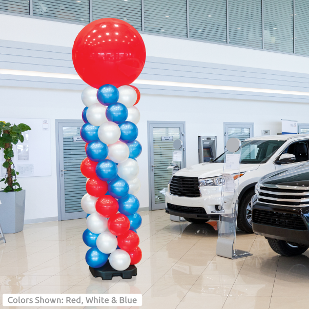 Red, white, and blue balloon column display.
