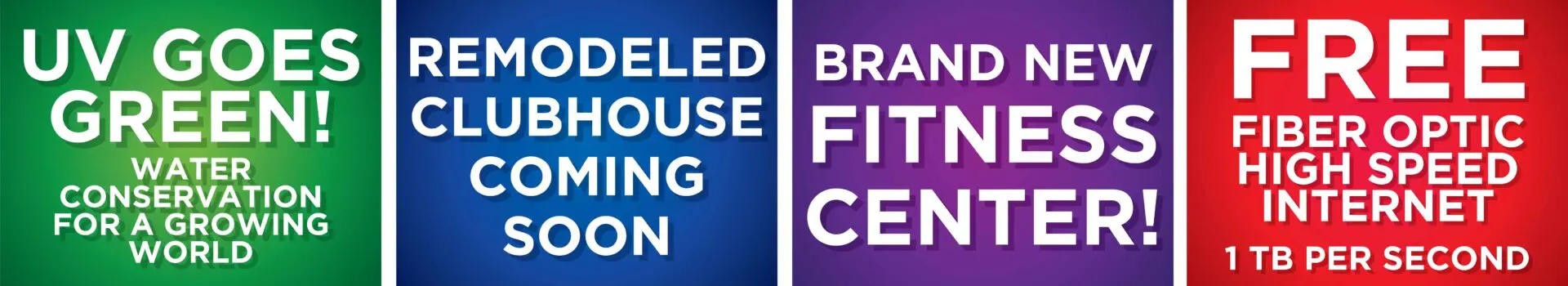 Promotional signs for amenities and services.