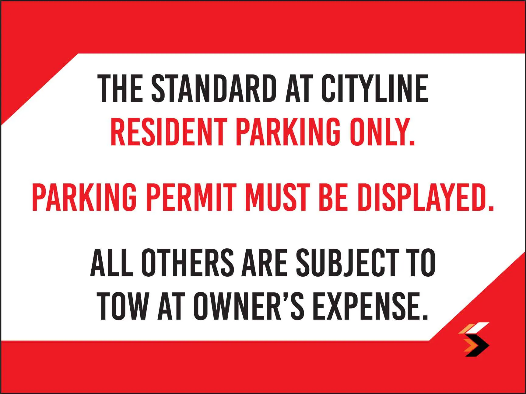 Resident parking sign with towing warning.