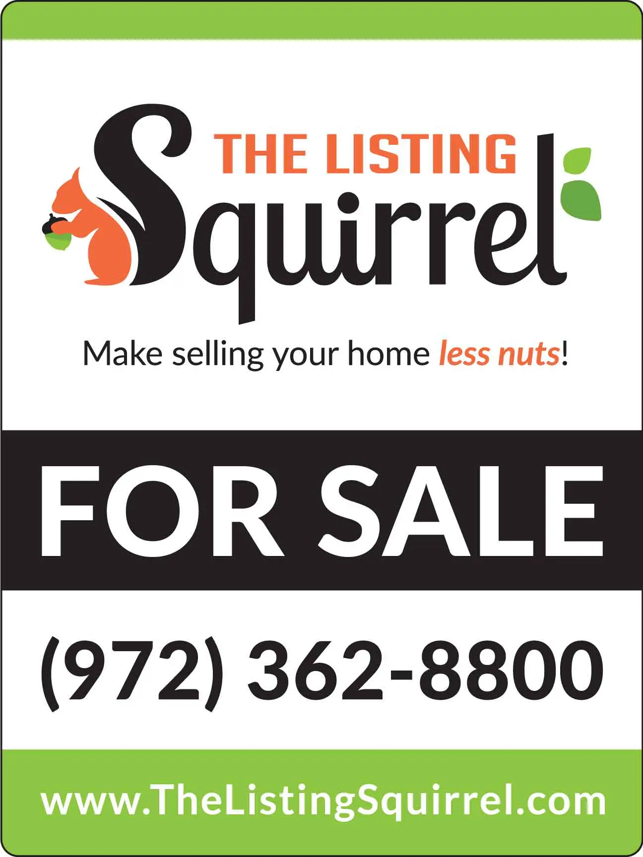 Real estate sign with contact information.