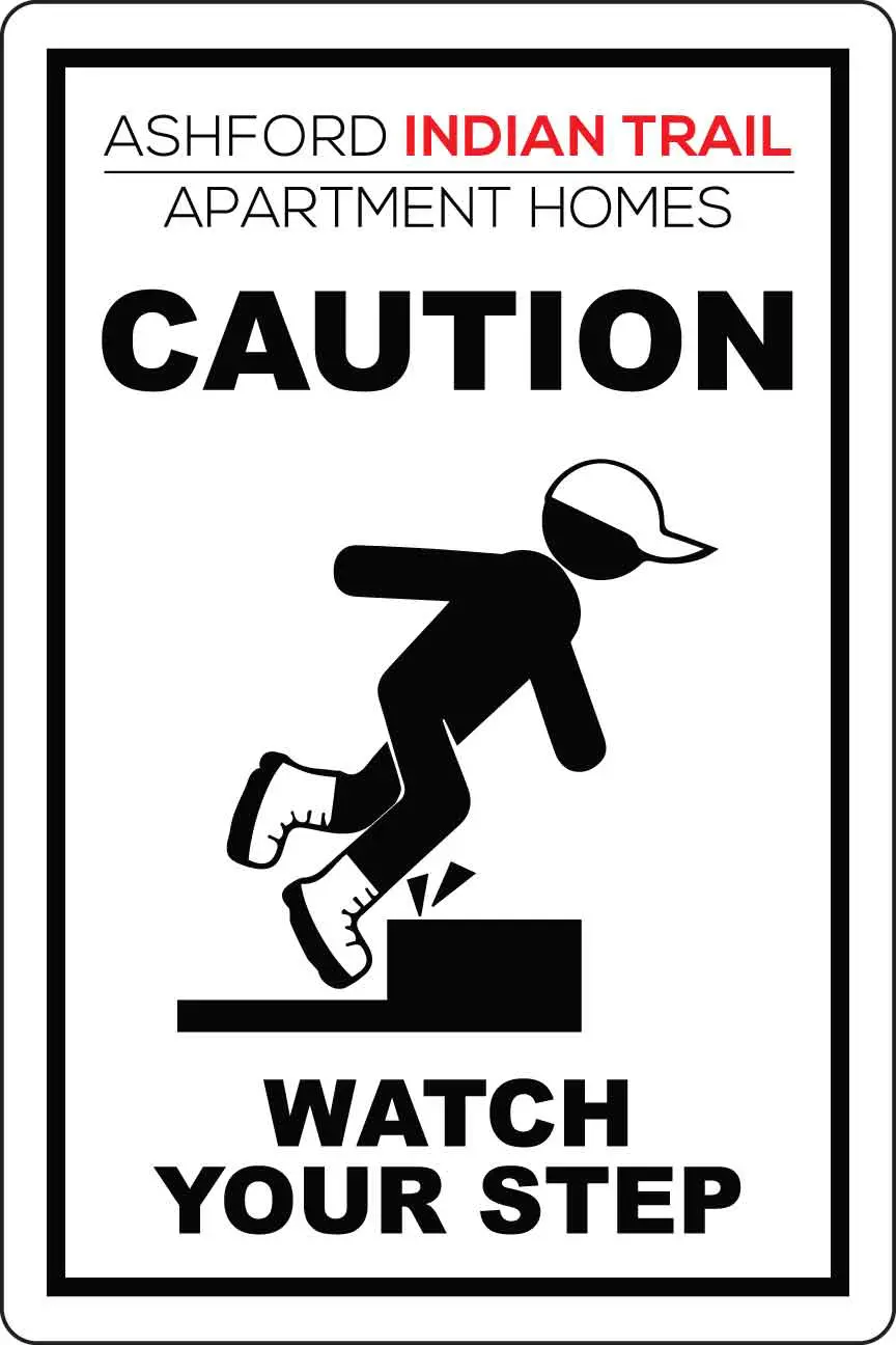 Caution sign: Watch your step hazard warning.