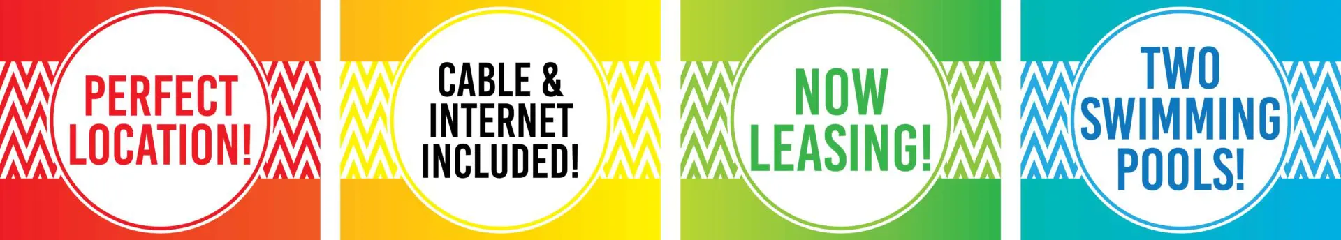 Apartment amenities: location, internet, leasing, pools.