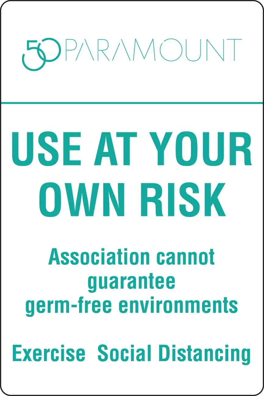 Sign warning about use and germ-free guarantee.