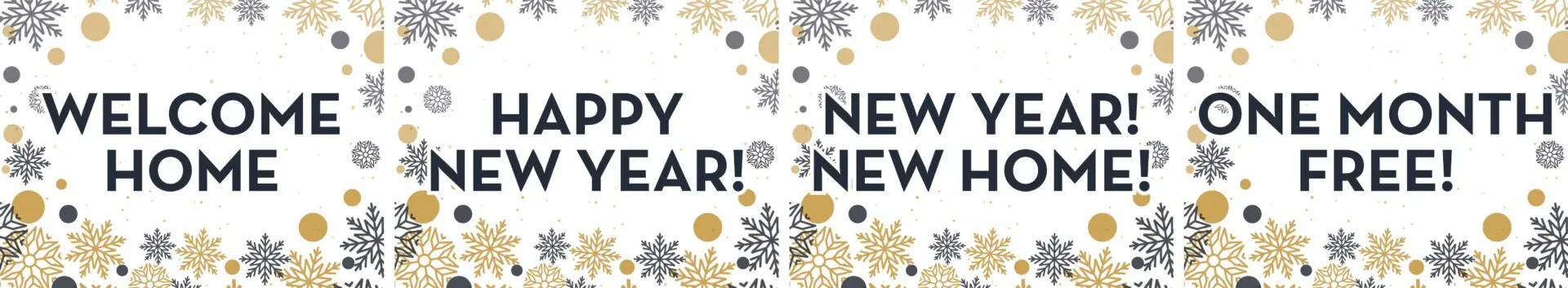 Welcome signs with snowflakes and stars.