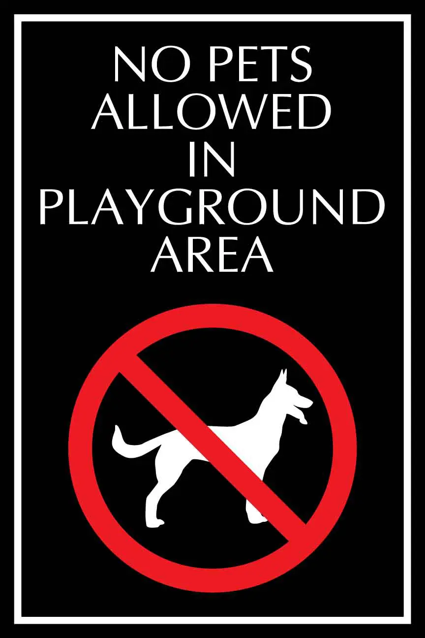 No pets allowed in playground area sign.