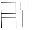 Two metal sign holders on white background.