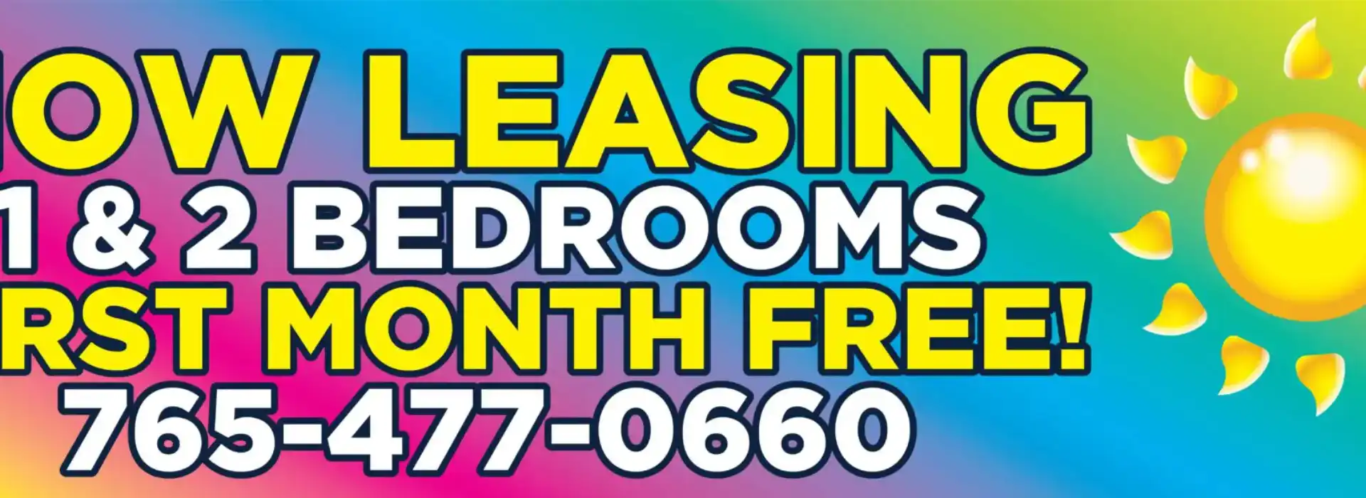 Bold sign advertising leasing with one-month free offer and phone number.