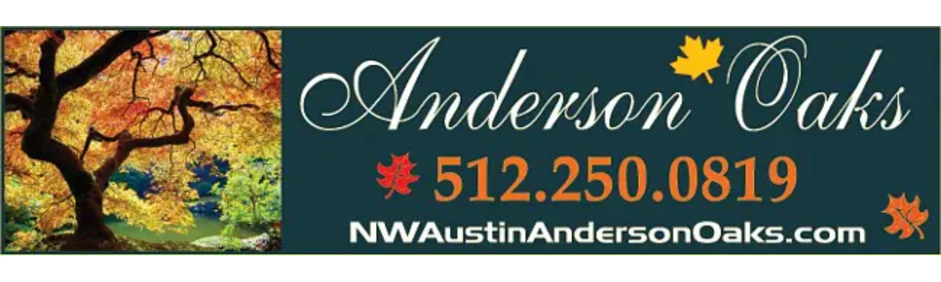 Business card featuring elegant script and contact details with a decorative leaf.