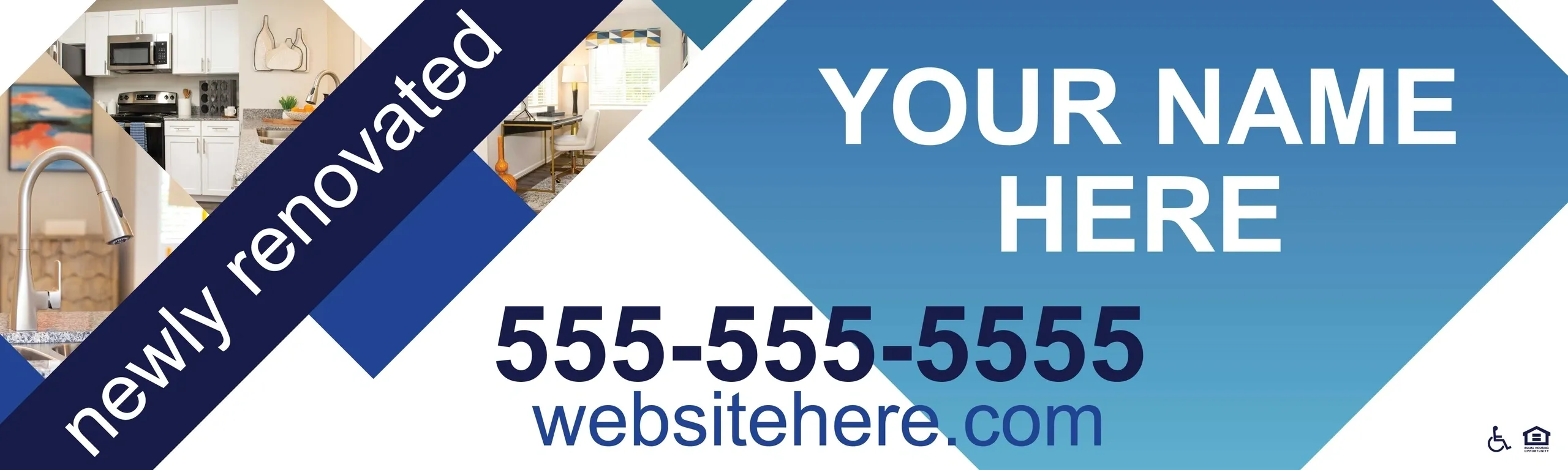 Real estate advertisement with contact information.