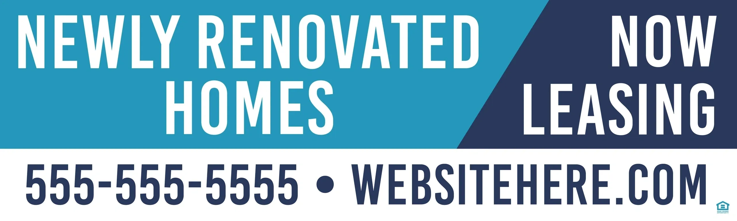 Newly renovated homes, now leasing advertisement.