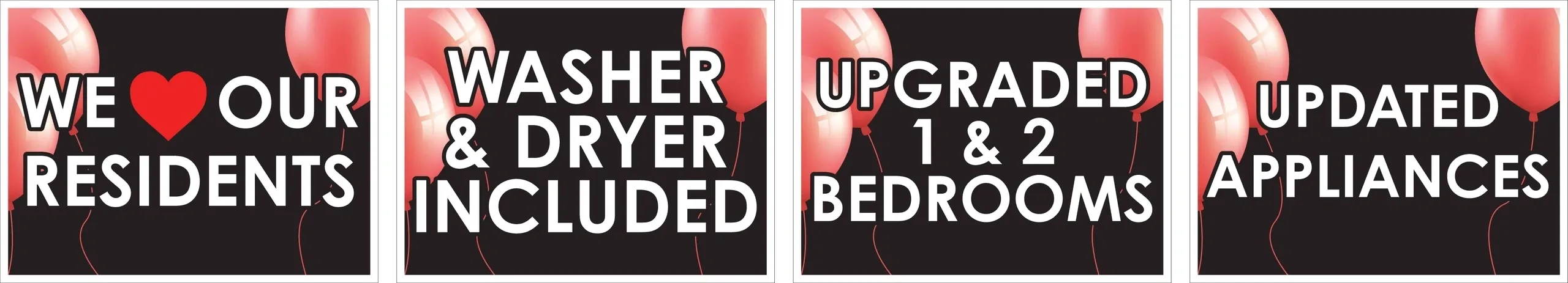 Apartment features and amenities promotional text.