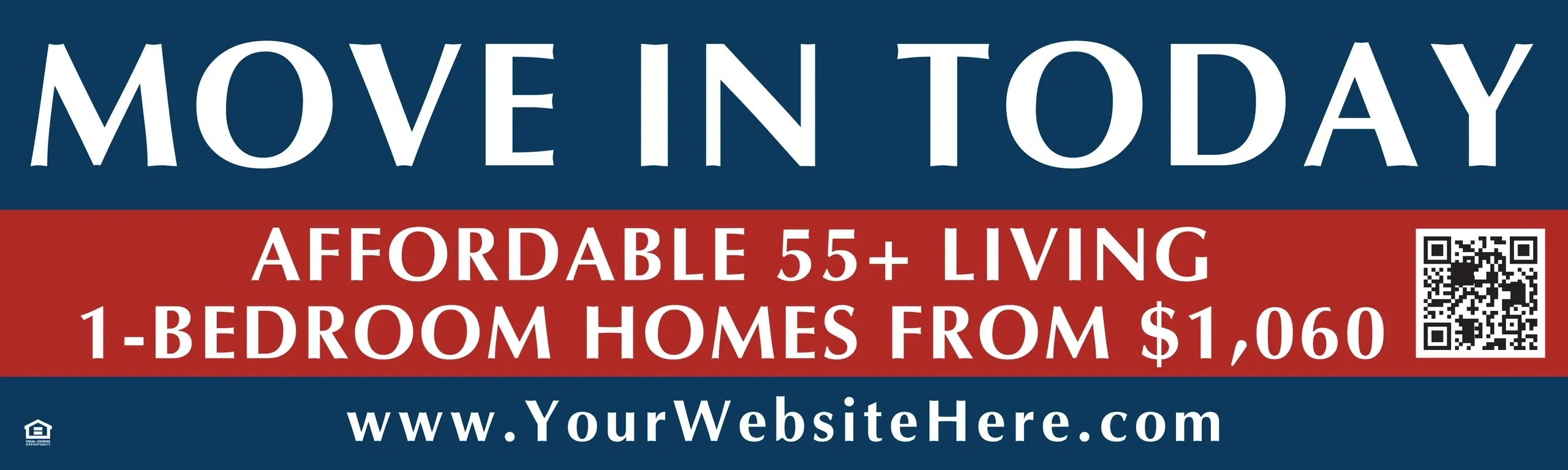 Affordable senior living homes advertisement banner.