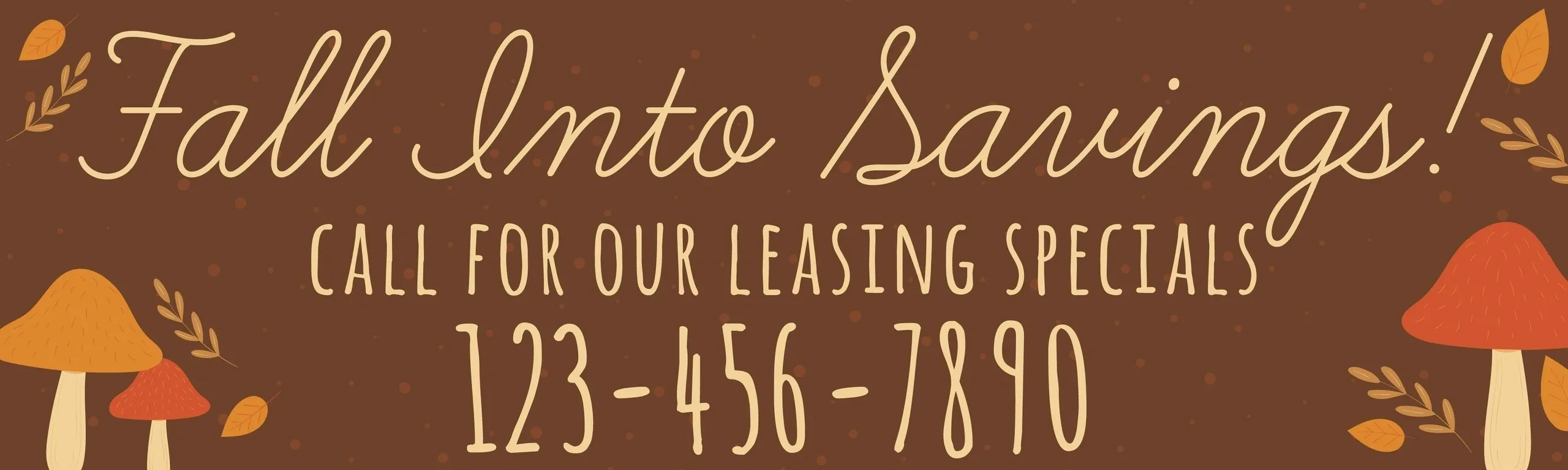 Fall leasing specials with mushrooms illustration.