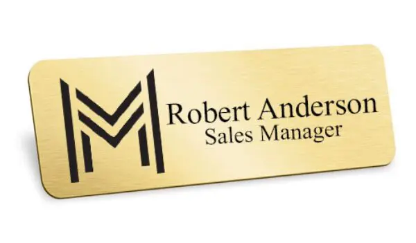 Name badge with "Sales Manager" text.